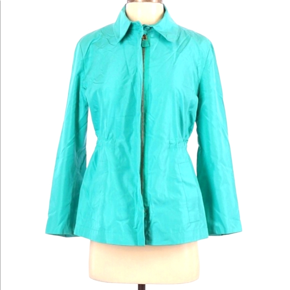 Akris Like New Turquoise Silk Jacket Sz 36, US 4